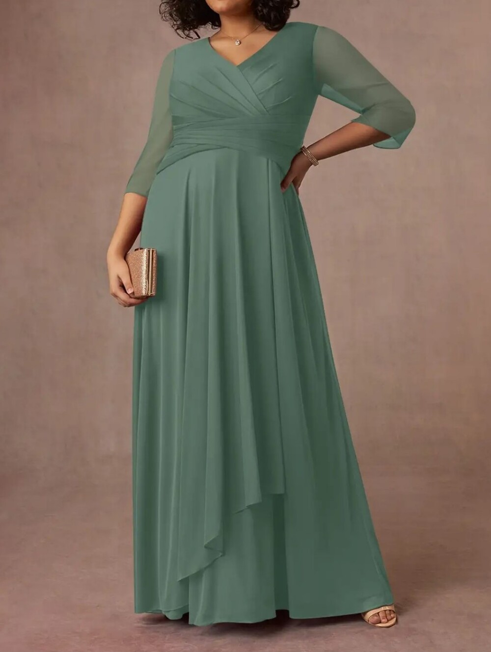 New Azazie Mayfield Eucalyptus color Maxi Dress